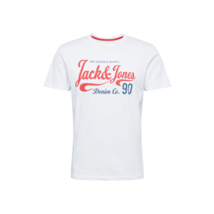 JACK & JONES Tricou 'MOON' alb murdar / bleumarin / roșu pepene imagine