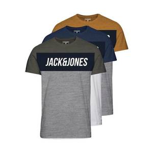 Jack & Jones Junior Tricou 'Temp' bleumarin / kaki / gri amestecat / galben muștar imagine