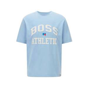 BOSS Casual Tricou 'Russell Athletic' albastru deschis / alb / albastru imagine