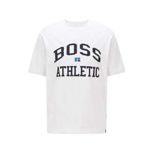 BOSS Casual Tricou 'Russell Athletic' alb / negru / albastru / roșu imagine