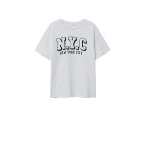 MANGO TEEN T-Shirt 'CAMISETA NYC' gri amestecat / verde pin imagine