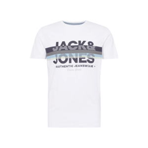 JACK & JONES Tricou alb / gri / albastru imagine