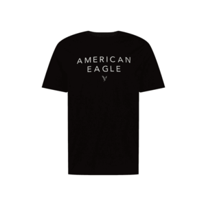 American Eagle Tricou negru / alb / gri imagine