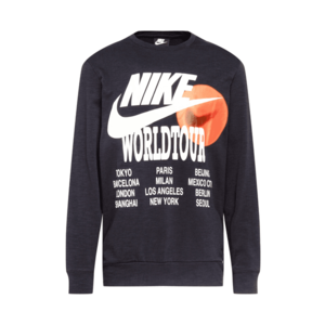 Nike Sportswear Bluză de molton negru / alb / portocaliu imagine