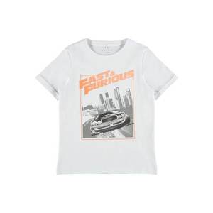 NAME IT Tricou 'FAST&FURIOUS' alb / negru / portocaliu imagine
