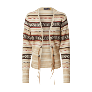 Polo Ralph Lauren Geacă tricotată maro cămilă / alb natural / maro / roșu / castaniu imagine