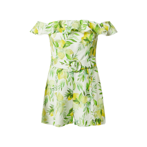 Forever New Jumpsuit 'Brodie Bardot' alb / galben lămâie / verde pastel / verde iarbă / verde deschis imagine