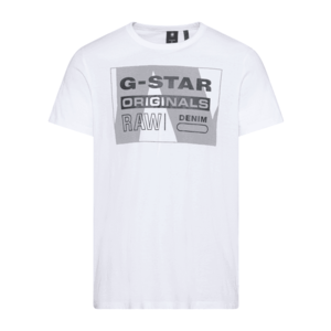 G-Star RAW Tricou alb / gri fumuriu / gri metalic imagine