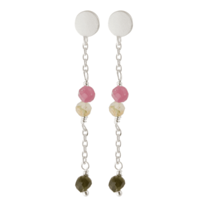 Pernille Corydon Jewellery Cercei 'Afterglow' argintiu / kaki / roz / crem imagine