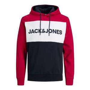 JACK & JONES Bluză de molton alb / roșu / albastru noapte imagine