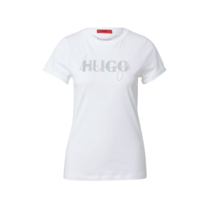 HUGO Tricou alb / albastru pastel / roz imagine