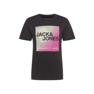 JACK & JONES Tricou 'CORAZ' negru / roz / verde stuf / alb imagine