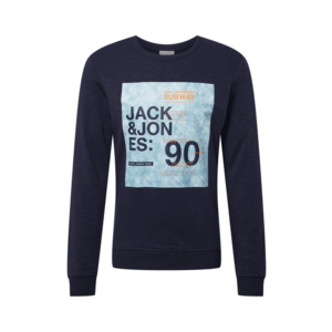 JACK & JONES Bluză de molton 'SAX' bleumarin / albastru deschis / portocaliu imagine