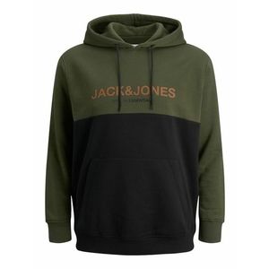 Jack & Jones Plus Bluză de molton verde închis / negru / portocaliu imagine