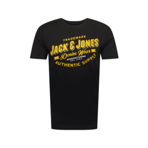 JACK & JONES Tricou negru / galben / alb imagine