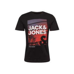 JACK & JONES Tricou negru / alb / portocaliu somon / mov deschis imagine