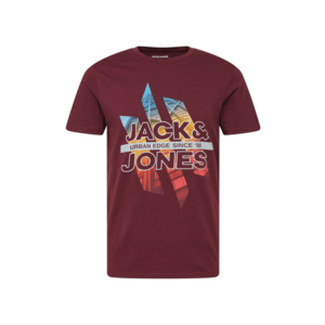 JACK & JONES Tricou roșu vin / turcoaz / gri deschis / galben auriu / roșu pepene imagine