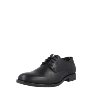 TOMMY HILFIGER Pantofi cu șireturi negru / alb / bleumarin / roșu imagine