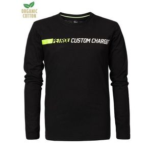 Petrol Industries Tricou negru / verde neon / alb imagine