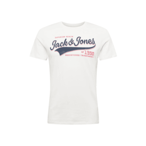 JACK & JONES Tricou alb / bleumarin / roșu imagine