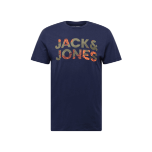 JACK & JONES Tricou bleumarin / kaki / portocaliu închis imagine