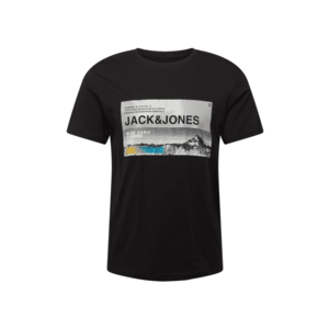 JACK & JONES Tricou 'RACK' negru / gri / galben / albastru neon imagine