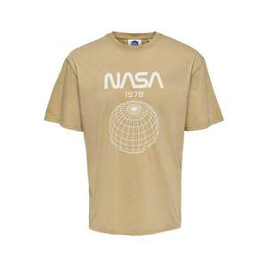 Only & Sons Tricou 'NASA' maro deschis / alb imagine