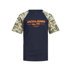 Jack & Jones Junior Tricou 'SOLDIER' bleumarin / portocaliu / oliv / kaki imagine