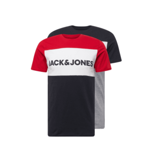 JACK & JONES Tricou roșu / albastru închis / alb / gri amestecat imagine