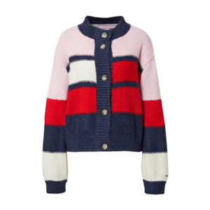 Tommy Jeans Geacă tricotată bleumarin / rosé / alb / roșu imagine