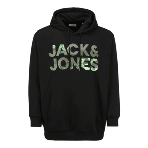Jack & Jones Plus Bluză de molton negru / kaki / verde neon imagine