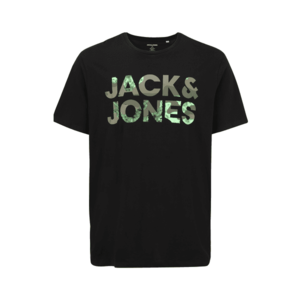 Jack & Jones Plus Tricou 'SOLDIER' negru / gri / verde deschis imagine
