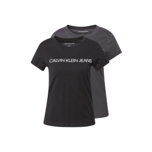 Calvin Klein Jeans Tricou gri închis / negru / alb imagine