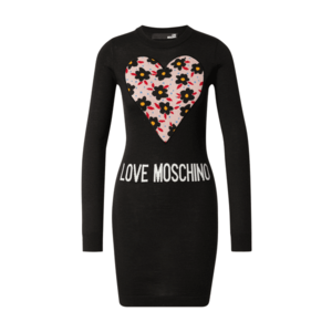 Love Moschino Rochie tricotat 'VESTITO INTARSIO CUORE 80'S FLOWERS' negru / alb / roz / galben / albastru / roșu imagine