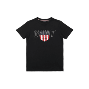 GANT Tricou negru / bleumarin / roșu imagine