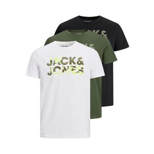 JACK & JONES Tricou 'JJSOLDIER' negru / alb / verde închis / verde limetă imagine