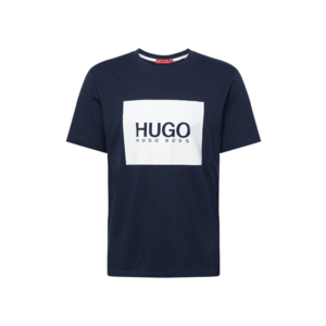HUGO Tricou 'Dolive' albastru închis / alb imagine