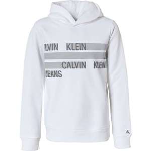 Calvin Klein Jeans Bluză de molton 'Dimension' alb / negru / gri imagine