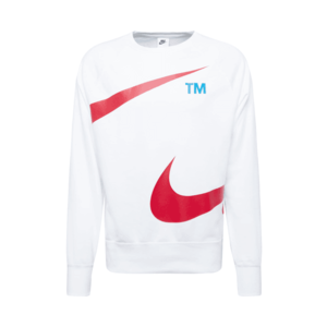 Nike Sportswear Bluză de molton alb / roșu / azuriu imagine