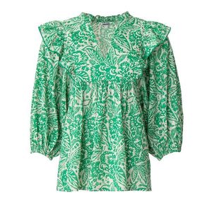 Indiska Bluză 'Cornelia' verde / alb imagine