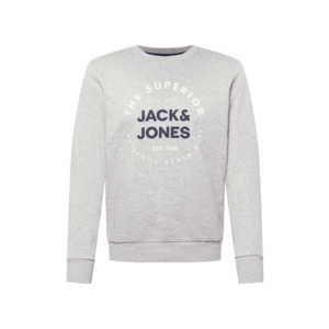 JACK & JONES Bluză de molton 'HERRO' gri / alb / albastru marin imagine