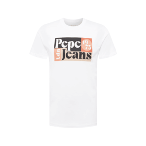 Pepe Jeans Tricou 'WELLS' alb / negru / portocaliu imagine