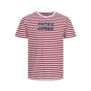 Jack & Jones Junior Tricou 'Vardant' roşu închis / alb / albastru închis imagine