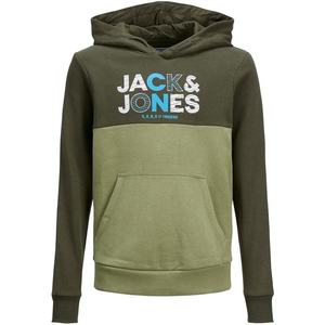 Jack & Jones Junior Bluză de molton 'Steve' brocart / alb / albastru aqua / kaki imagine
