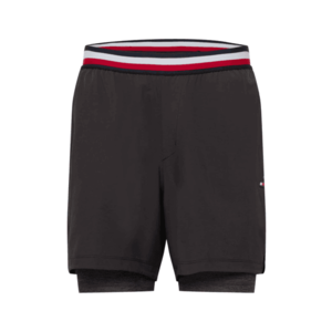 Tommy Sport Pantaloni sport negru / alb / bleumarin / roșu imagine
