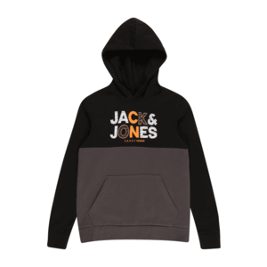 Jack & Jones Junior Bluză de molton 'Steve' negru / portocaliu / alb / gri taupe imagine