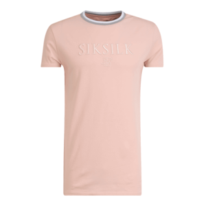 SikSilk Tricou roz pastel / grej / alb imagine