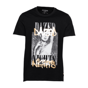 GUESS Tricou 'DAZED NIGHTS' negru / auriu / gri imagine