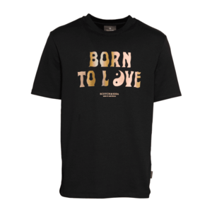 SCOTCH & SODA Tricou 'BORN TO LOVE' negru / maro imagine