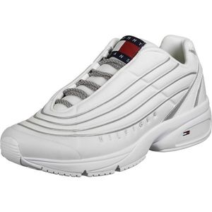 Tommy Jeans Sneaker low 'Heritage' alb / gri argintiu / bleumarin / roșu imagine